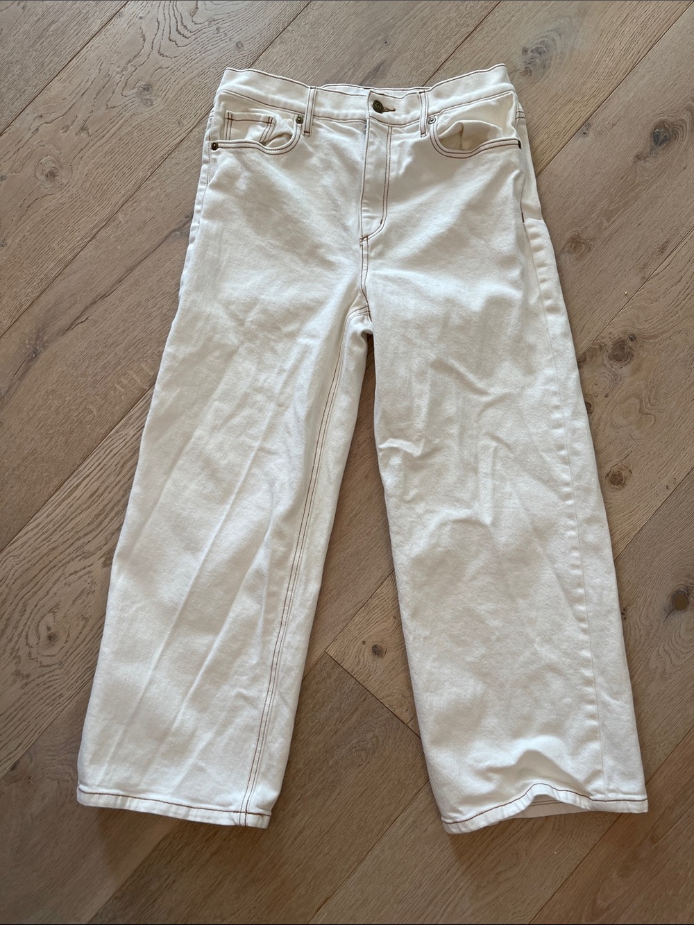 LOFT Cream Wide Leg Jeans Womens 28/6